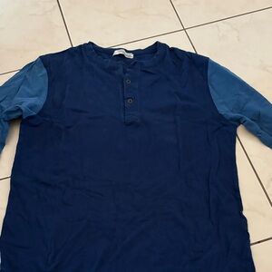 Blue Long Sleeve Henley Shirt